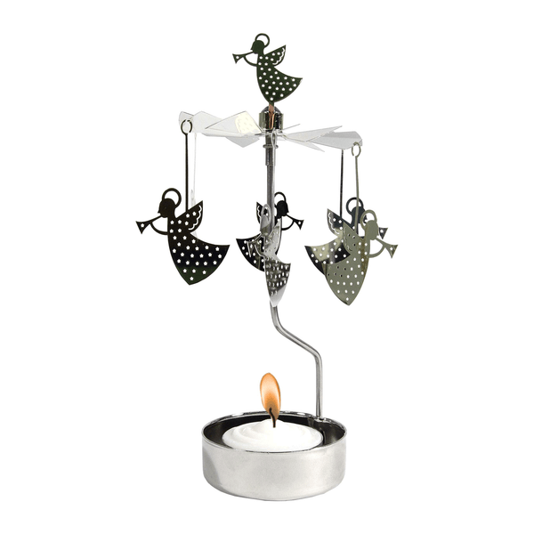 Rotary candle holder - Angel silver