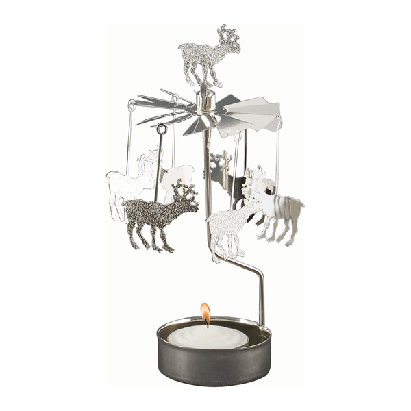 Rotary candle holder - Rendeer silver