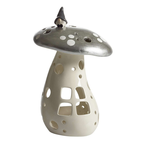 Nääsgränsgården - Tomte on Silver Mushroom Tealight Holder - Large