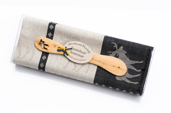 Towel - Moose Towel & Butterknife Gift Set - Black
