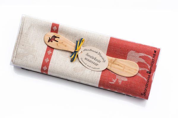 Towel - Moose Towel & Butterknife Gift Set - Red
