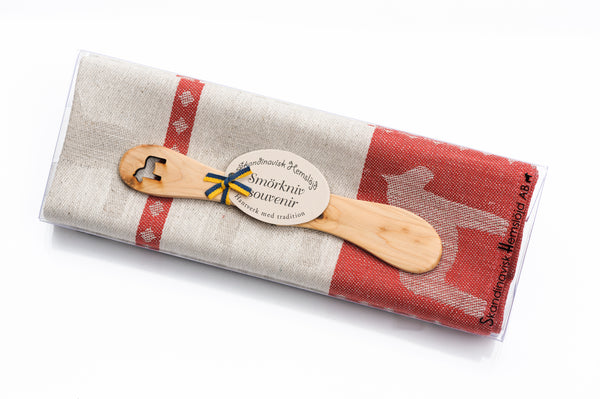 Towel - Dala Horse Towel & Butterknife Gift Set - Red