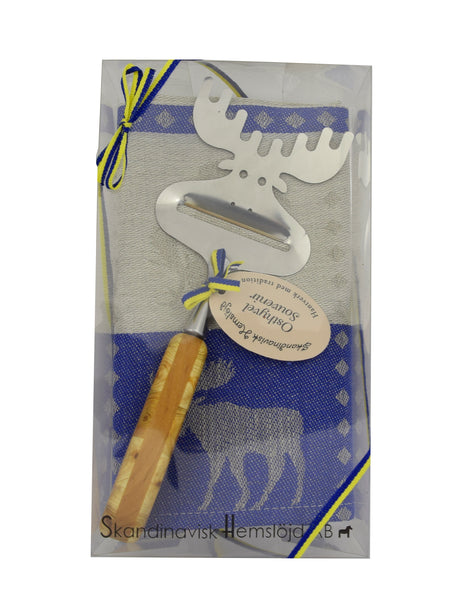 Towel - Moose Towel & Cheese Slicer Gift Set - Blue