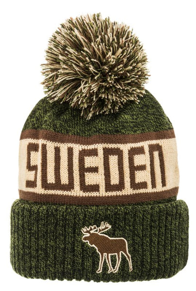 Robin Ruth - Winter Cap Green & Brown Sweden Hat With Moose & Tassel
