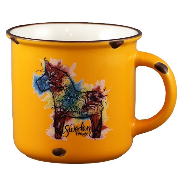 Mug - Stoneware Dala Horse Yellow