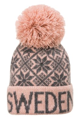 Robin Ruth - Winter Cap Pink & Gray Sweden Hat With Tassel