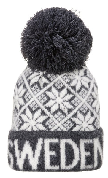 Robin Ruth - Winter Cap Black & White Sweden Hat With Tassel