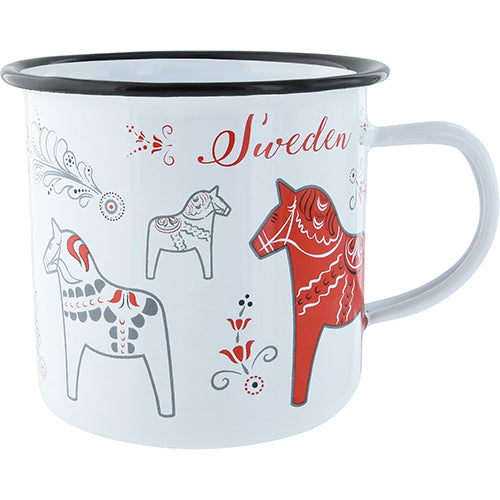 Mug -  ENAMEL MUG DALA HORSE KURBITS WHITE