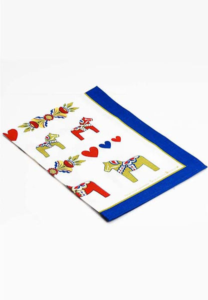 Tea towel - Dala horse / kurbits