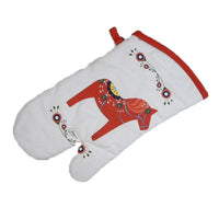 Owen gloves - Dala Horse Oven Mitt/Glove - White