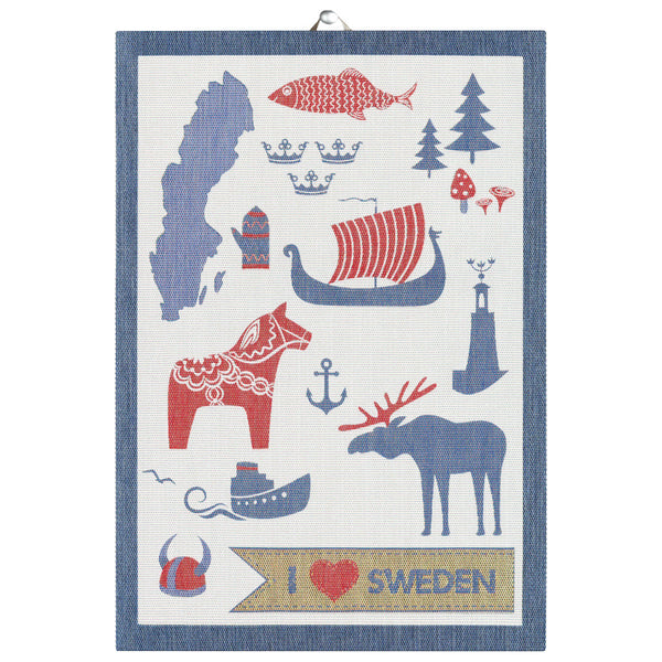 Ekelund - Weavers I Love Sweden Tea Towel, 14 x 20 inches